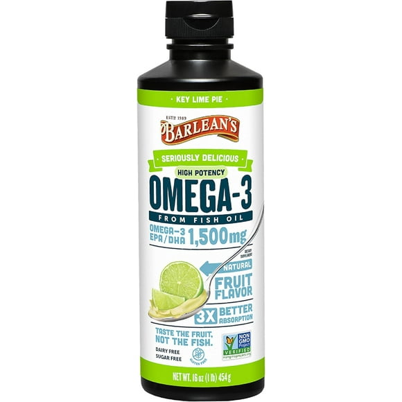 Barlean's High Potency Omega 3, Lime 16 oz, EPA, DHA, Brain, Joint, Heart Health