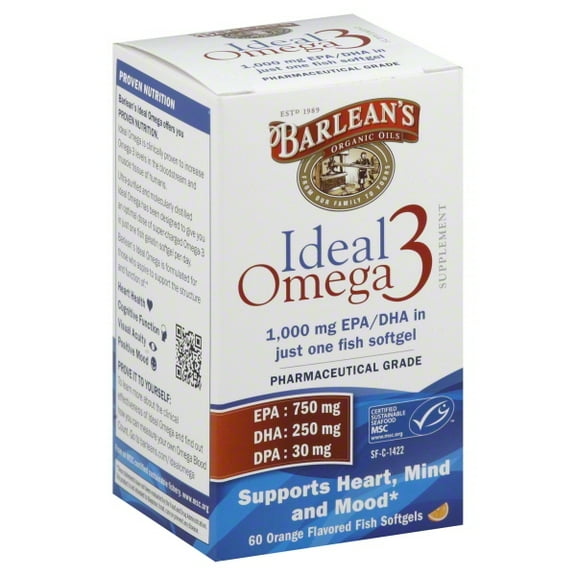 Barlean's Ideal Omega 3 60 Softgels