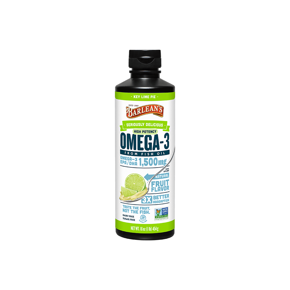 Barlean's High Potency Omega-3 Fish Oil - Key Lime Pie Flavor, Non-GMO ...