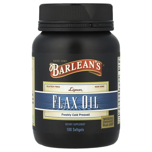 Barlean's Lignan Flax Oil Softgels - 1,550mg ALA Omega-3 Fatty Acids for Improving Heart Health - Non-GMO, Gluten Free - 100 Count