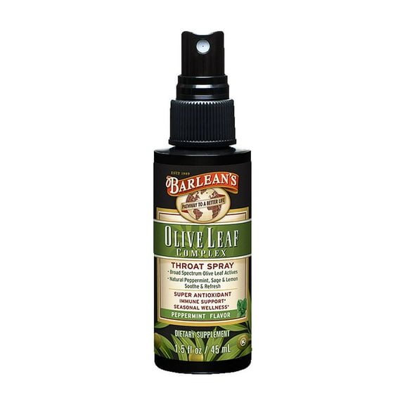 Barlean's Olive Leaf Complex Throat Spray - Peppermint with Lemon and Sage - 1.5 oz