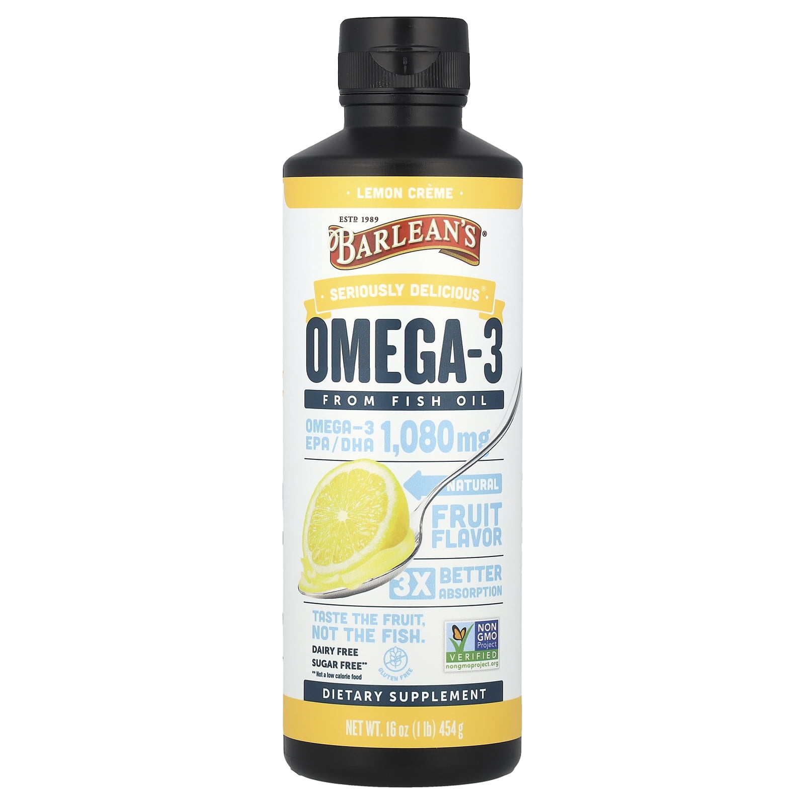 Barlean's Omega-3, 1080 mg, Lemon Creme, 16 fl. oz.