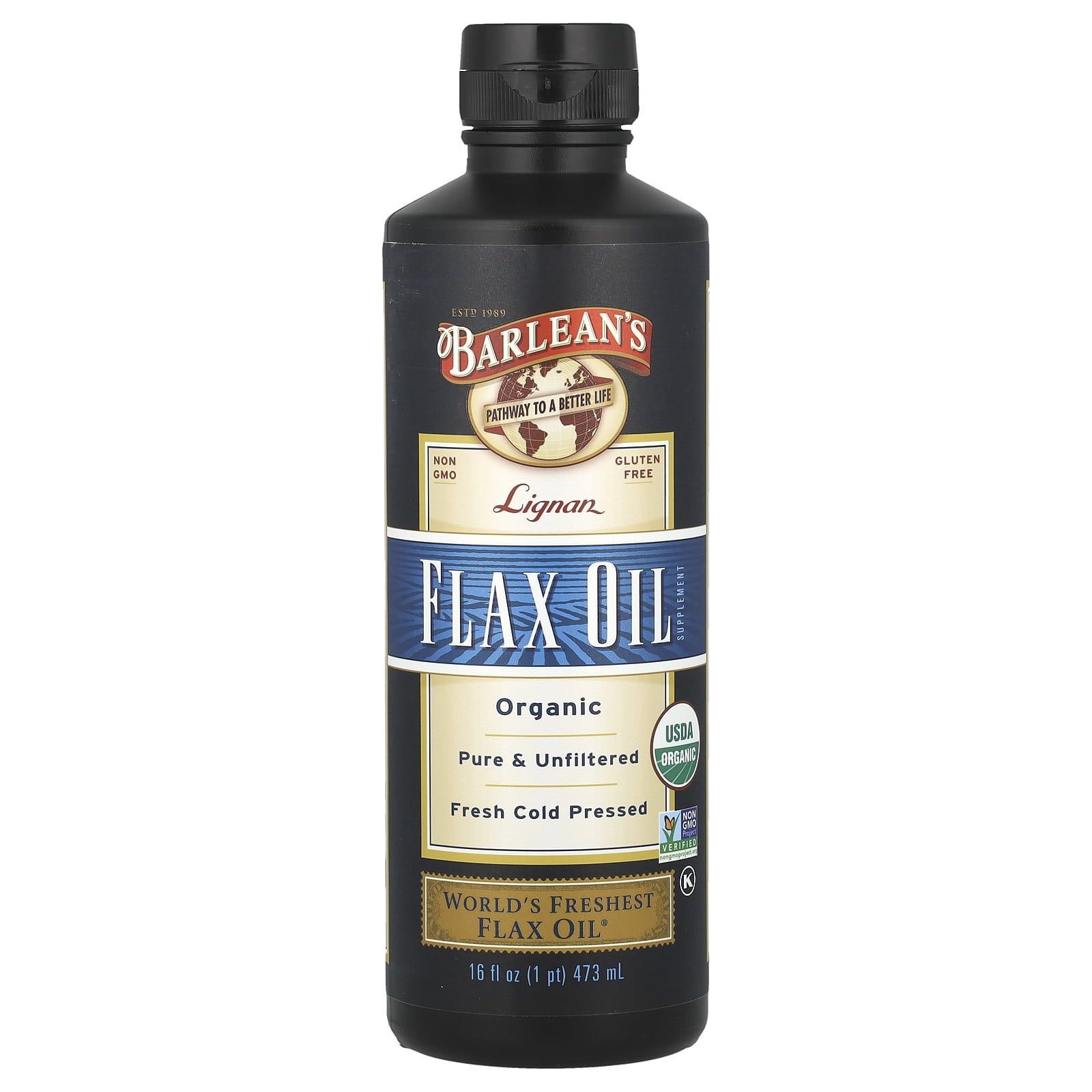 Barlean's Organic Lignan Flax Oil Supplement, 16 fl oz (473 ml)