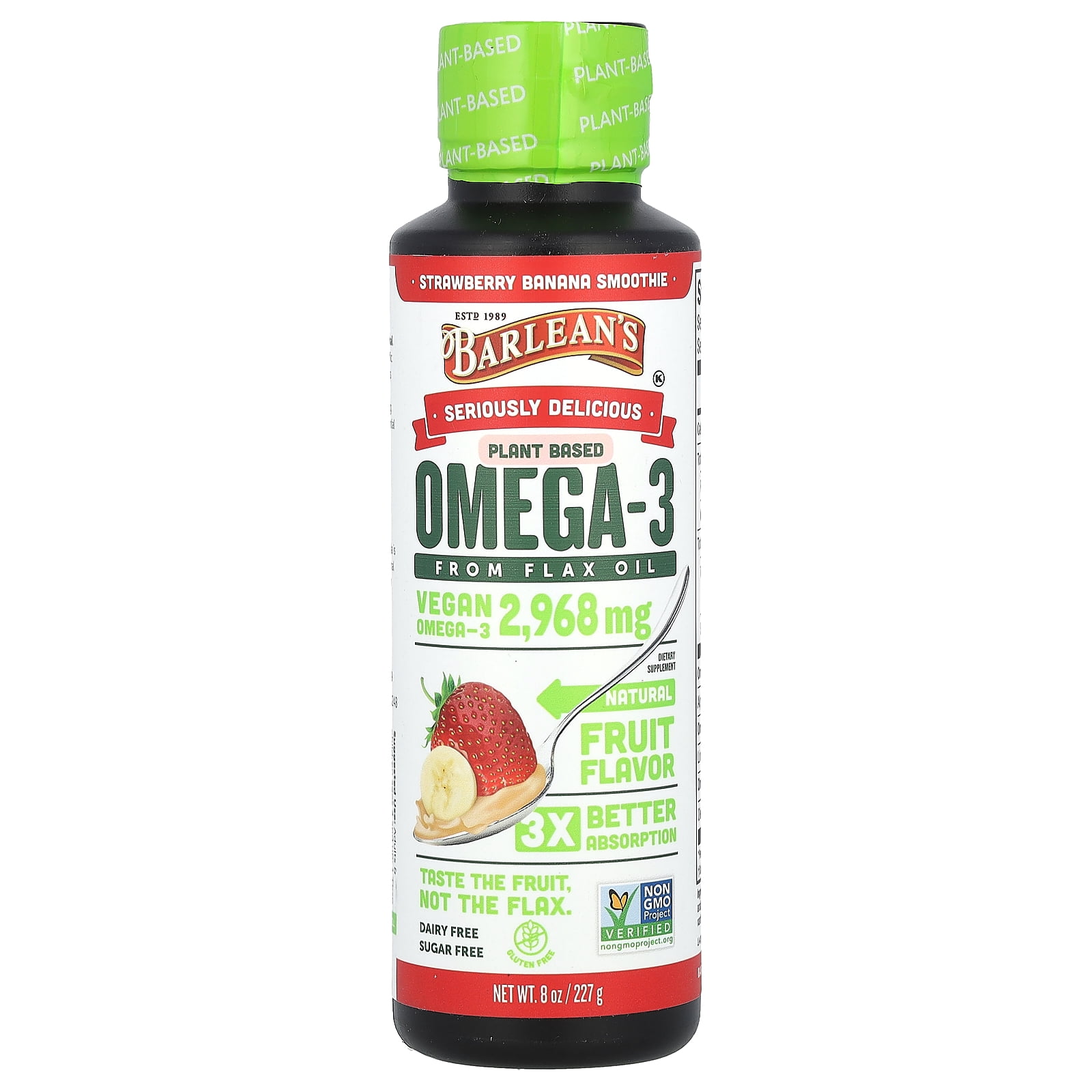Barlean's Seriously Delicious Omega-3 Flax Strawberry Banana Smoothie 8 oz Liquid