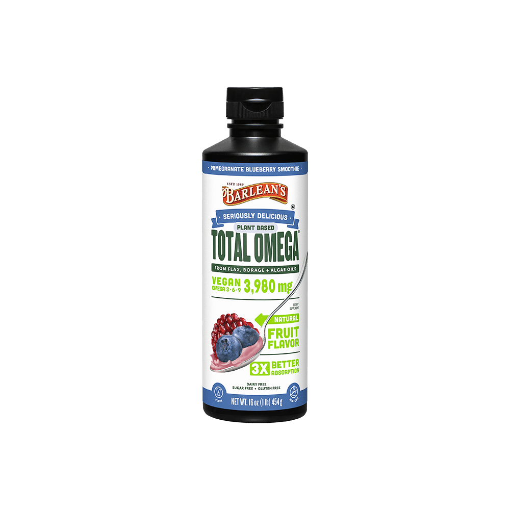 Barlean's Plant Based Total Omega 3 · 6 · 9, Pomegranate Blueberry Smoothie, 3,980 mg, 16 oz (454 g)