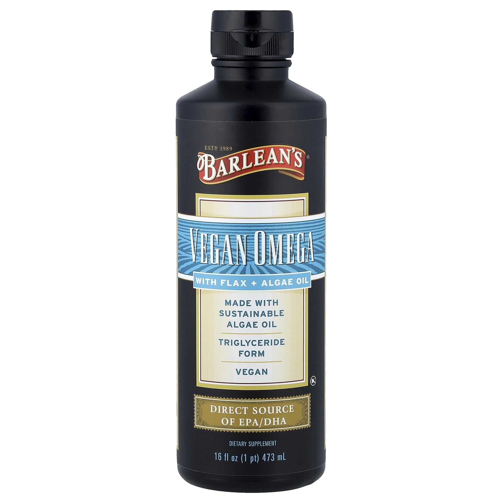 Barlean's Vegan Omega With Flax + Algae Oil, 16 fl oz (473 ml)