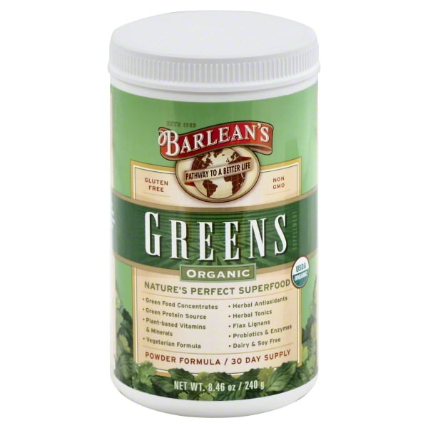 Barlean's Organic Greens Powder, Veggie Superfood, 8.46 Ounce - Walmart.com