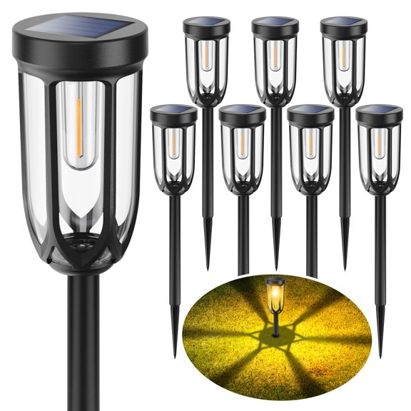 Barleit Solar Lights Outdoor 8 Pack, Solar Pathway Lights, Solar Lights Outdoor Waterproof IP65, Bright Auto On/Off Garden Lights, Solar Landscape Lights for Driveway Walkway Lawn Yard (Warm White)