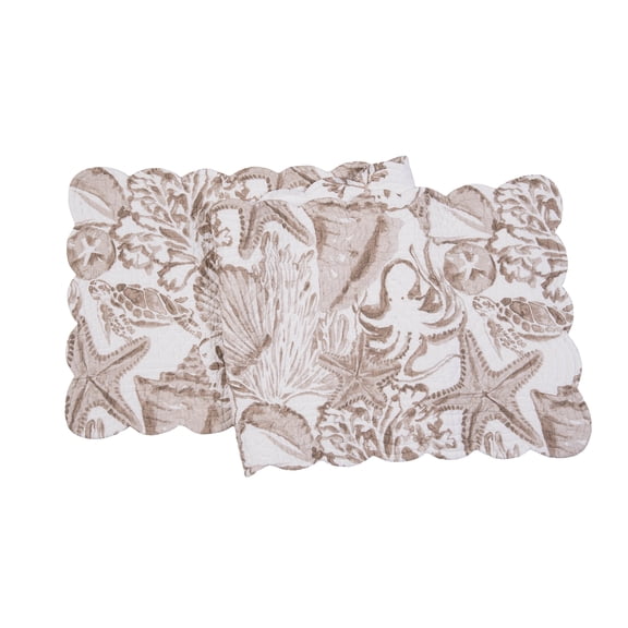Barley Coast Shells Reversible Quilt Table Runner 14" x 51"