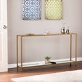 thumbnail image 1 of Barley Narrow Metal Console, Gold with White Glass, 1 of 14