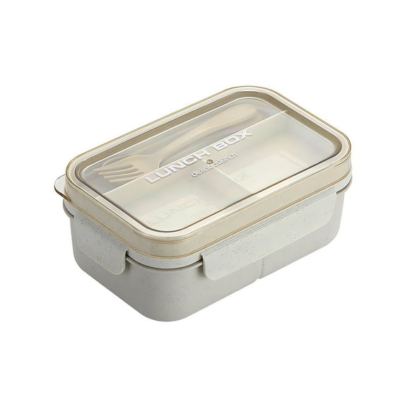 Barley Straw Lunch Box With Cutlery Set And Transparent Lid 1200Ml Capacity Made Of Natural Material For Students And Office Use