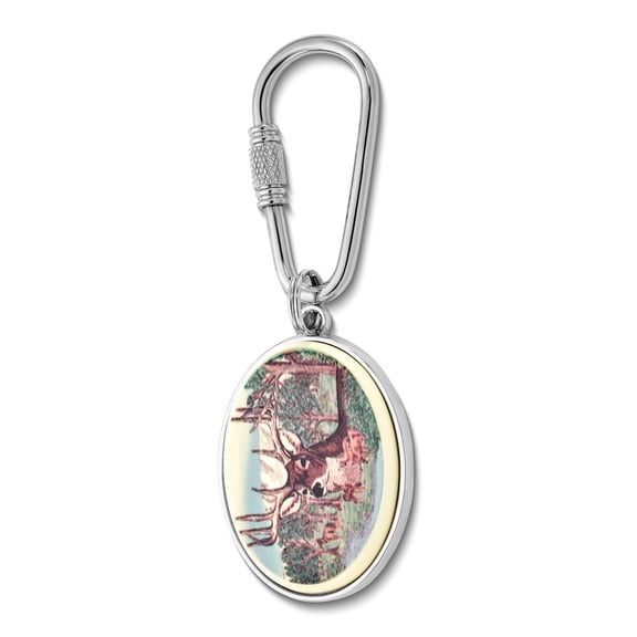 Barlow Designs Color Deer Portrait Oval Key Chain