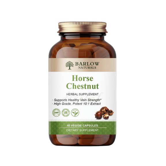 Barlow Naturals Horse Chestnut 300 mg 10:1 Horse Chestnut Extract, Standardized to 20% Aescin, Vein & Circulation Support, Vegan Capsules, 60 Count