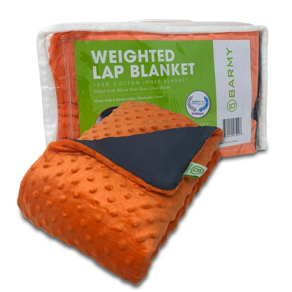 Barmy Weighted Lap Pad for Kids (24x24 inches, 5lbs) Removable Washable Cover, Orange
