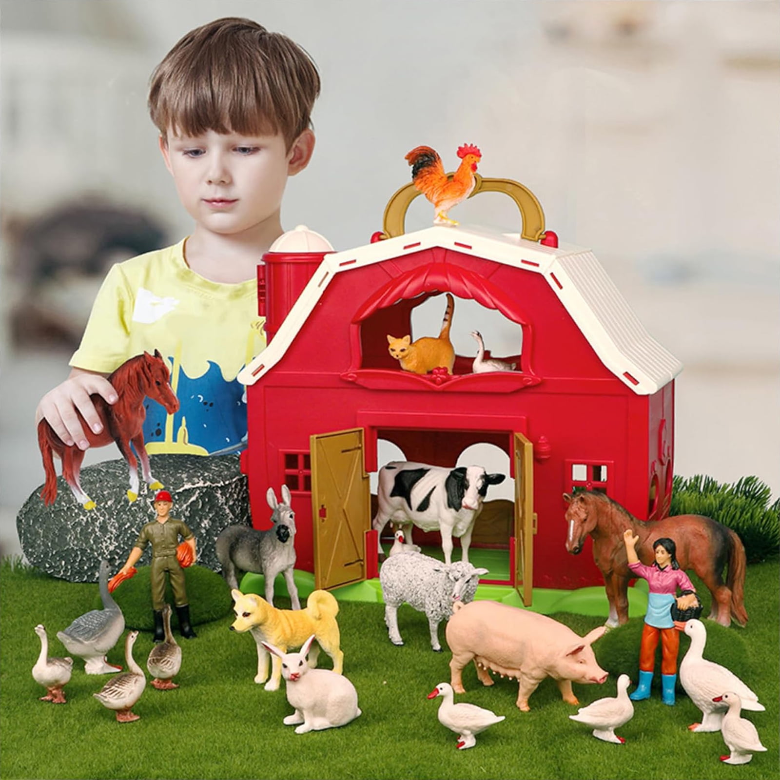 Barn Animals Farm Toys Set for 1 2 3 Year Old, Toddler Montessori