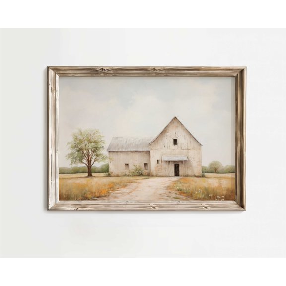 Barn Art Print, Vintage Countryside Print, Farm Theme Wall Decor, Old Barn Painting, Rustic Farmhouse Home Decor, PRINTABLE Rural Wall Art