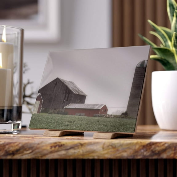 U R There Photography Farm in the Fog Rustic Farmhouse Decorative Ceramic Tile 6 "x 8"