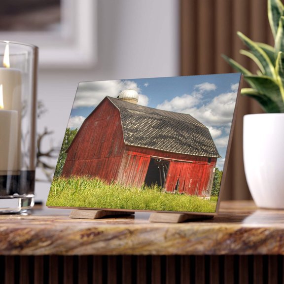 U R There Photography Hollenbeck Road Red I Rustic Farmhouse Decorative Ceramic Tile