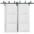 thumbnail image 1 of Barn Bypass Doors with 6.6ft Hardware | Lucia 2661 White Silk | Sturdy Heavy Duty Rails Kit Steel Set | Double Sliding Kitchen Pantry Shaker Panel Door -56" x 96", 1 of 6