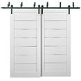 thumbnail image 1 of Barn Bypass Doors 72 x 84 with 6.6ft Hardware | Quadro 4117 White Silk with Frosted Opaque Glass | Sturdy Heavy Duty Rails Kit Steel Set | Double Sliding Lite Panel Door, 1 of 6