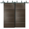 Barn Bypass Doors with 6.6ft Hardware Planum 0020 Chocolate Ash