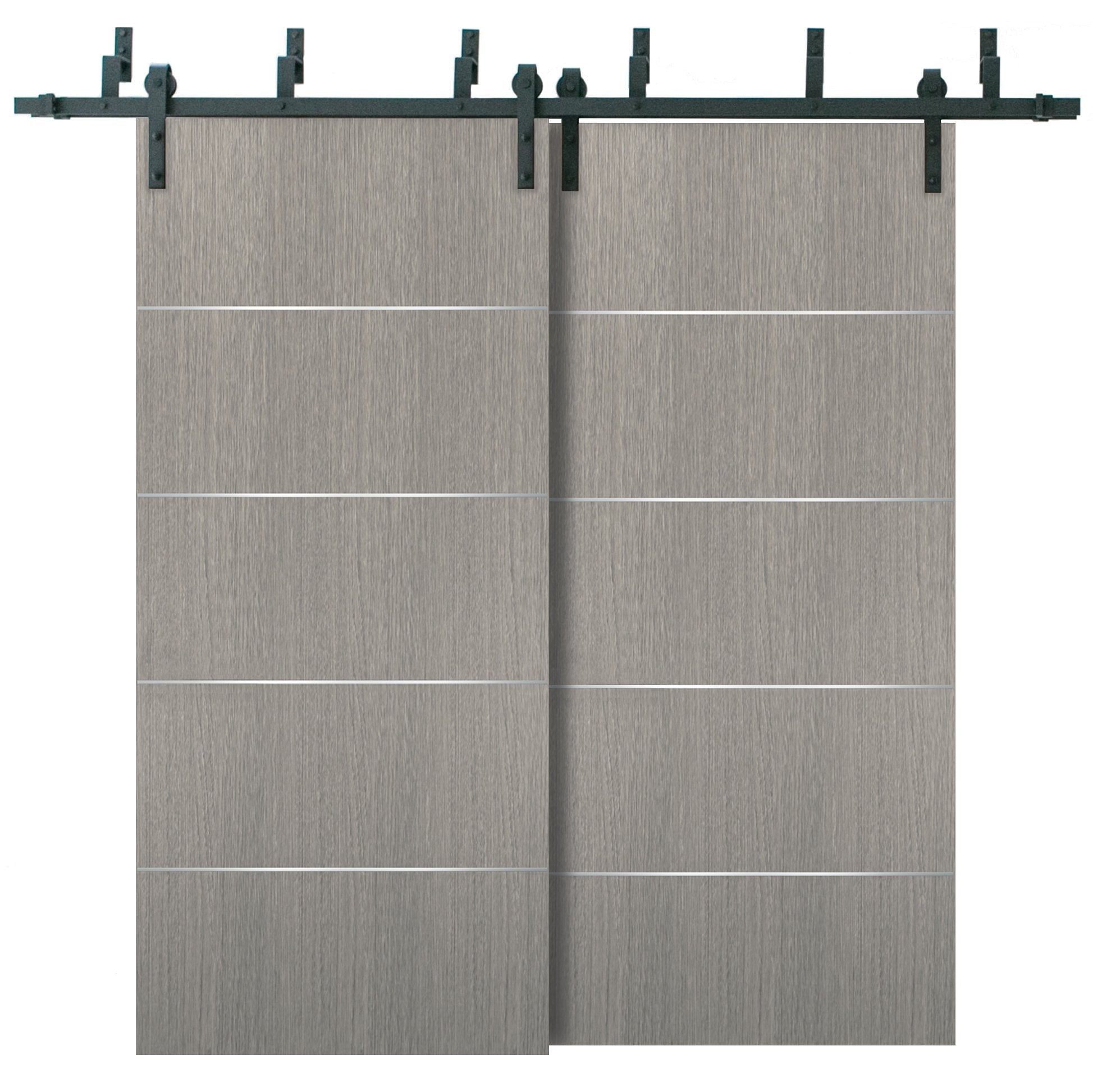 Barn Bypass Doors with 6.6ft Hardware Planum 0020 Grey Oak Sturdy