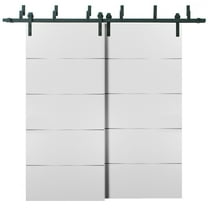 Barn Bypass Doors with 6.6ft Hardware | Planum 0020 White Silk | Sturdy Heavy Duty Rails Kit Steel Set | Double Sliding Door-36" x 96" (2* 18x96)