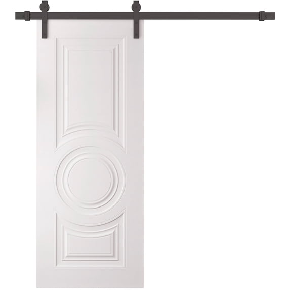Barn Door 24 x 80 inches | SELECT 1089 White | 6.6FT Rail Track Heavy Hardware Set | Solid Panel Interior Doors