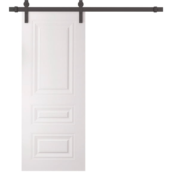 Barn Door 30 x 80 inches | SELECT 3329 White | 6.6FT Rail Track Heavy Hardware Set | Solid Panel Interior Doors