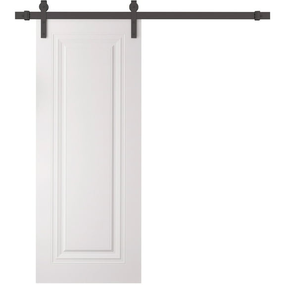 Barn Door 32 x 84 inches | SELECT 1119 White | 6.6FT Rail Track Heavy Hardware Set | Solid Panel Interior Doors