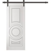 Barn Door 36 x 80 inches | CLASSIC 5589 White Enamel | 6.6FT Rail Track Heavy Hardware Set | Solid Panel Interior Doors