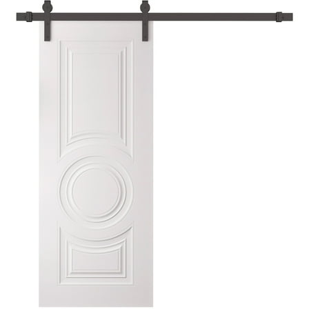Barn Door 36 x 80 inches | SELECT 1089 White | 6.6FT Rail Track Heavy Hardware Set | Solid Panel Interior Doors