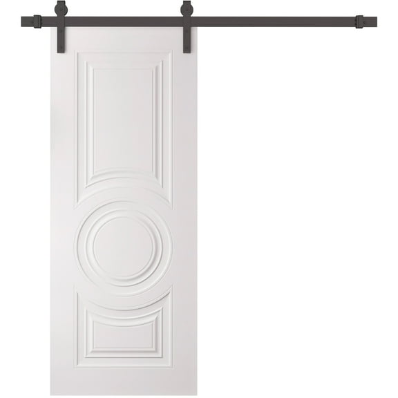 Barn Door 36 x 80 inches | SELECT 1089 White | 6.6FT Rail Track Heavy Hardware Set | Solid Panel Interior Doors