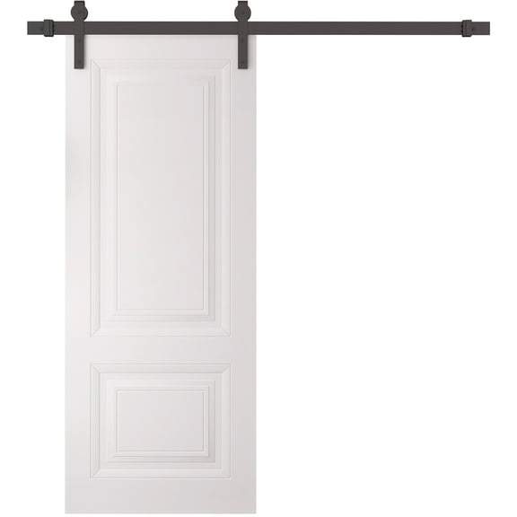 Barn Door 36 x 80 inches | SELECT 2249 White | 6.6FT Rail Track Heavy Hardware Set | Solid Panel Interior Doors