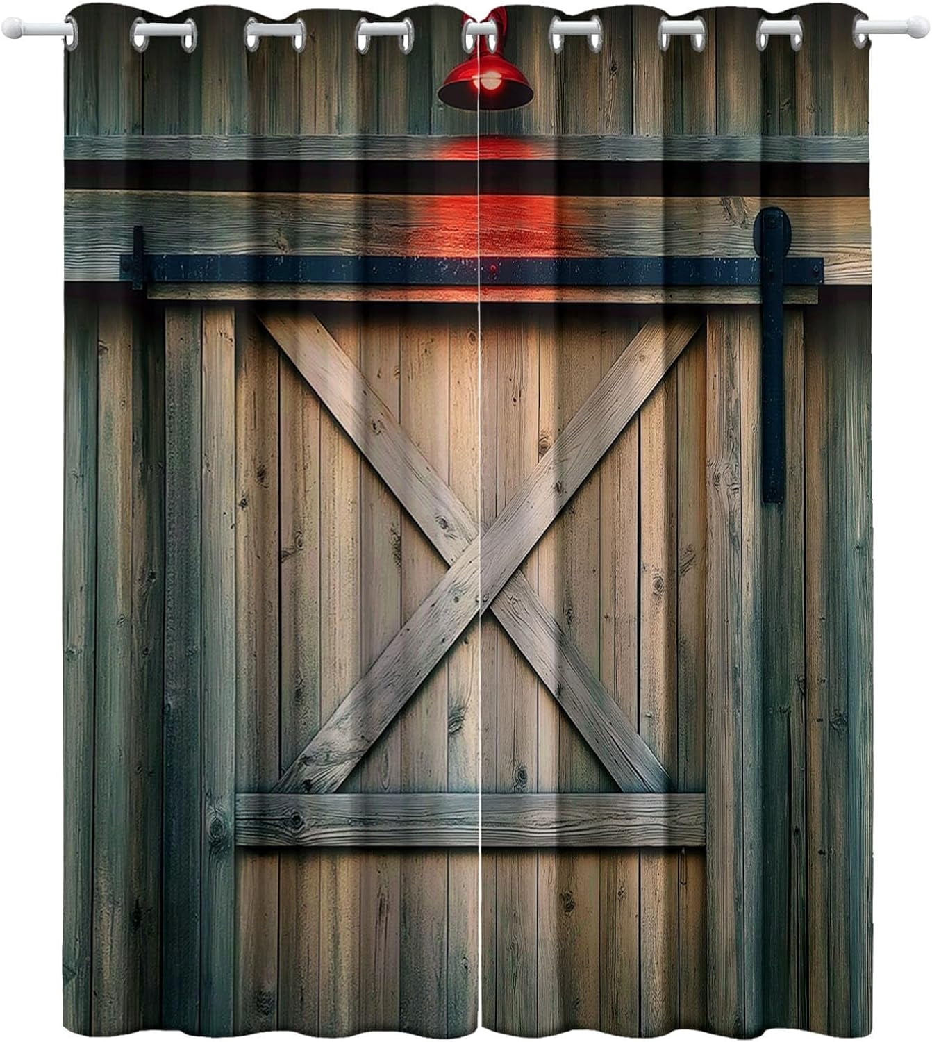 Barn Door Blackout Curtains, Vintage Wood Texture Window Drapes for ...