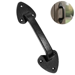 Barn Door Handles, Cast Iron Gate Handles for Wooden Fences Outdoor, Door Grip, Black Pull Handle for Shed Barn Fence Door