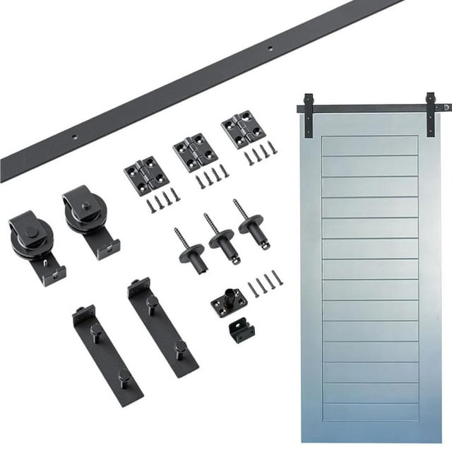 Barn Door Hardware 24 Inches Black Bifold Sliding Door Track Heavy Duty
