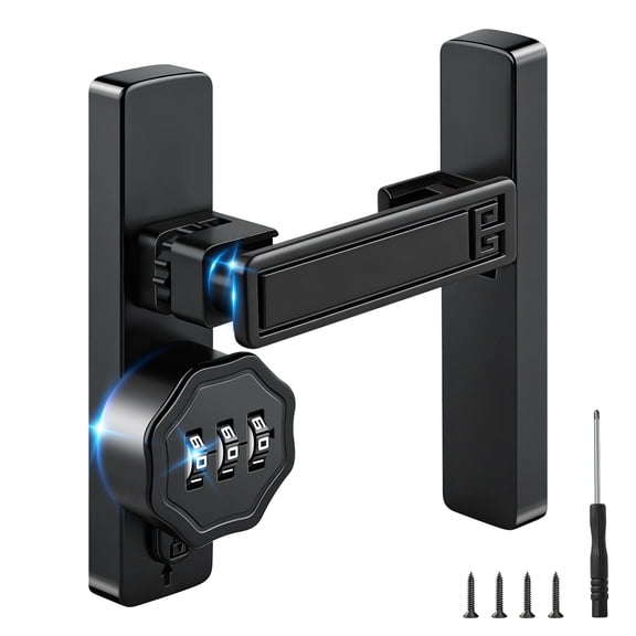 Barn Door Lock,90/180 Degree Flip Latch Gate Latches,Zinc Alloy Mechanical Combination Flip Latch for Barn Wood Sliding/Bifold French Shed Cabinet Window Bathroom Doors (Black,with 3-Digit Password)