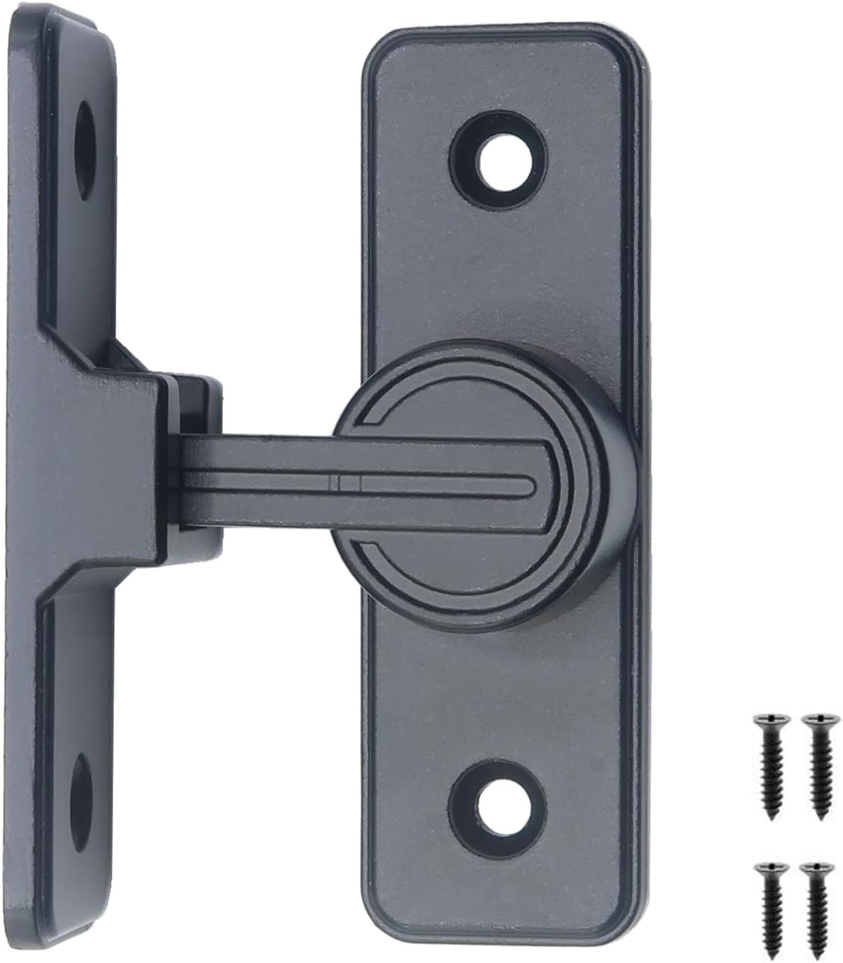90 Degree Sliding Barn Door Lock Latch - Zinc Alloy Flip Lock For Barn, Gate, Cabinet, Or Bathroom, Black