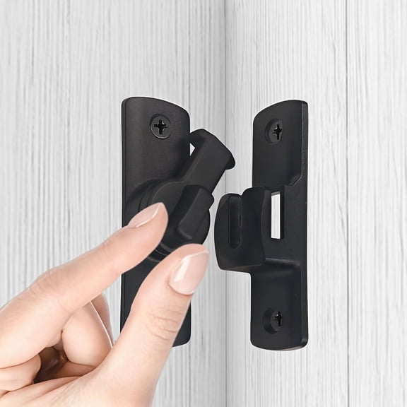 Barn Door Lock,Door Chain Lock,Storm Door Lock,90 or 180 Degree Flip Door Locks,Protect Privacy Sliding Gate Latch,Security Sliding Door Latch Lock for Cabinets,Bathroom,Garage(1Pack,Black)