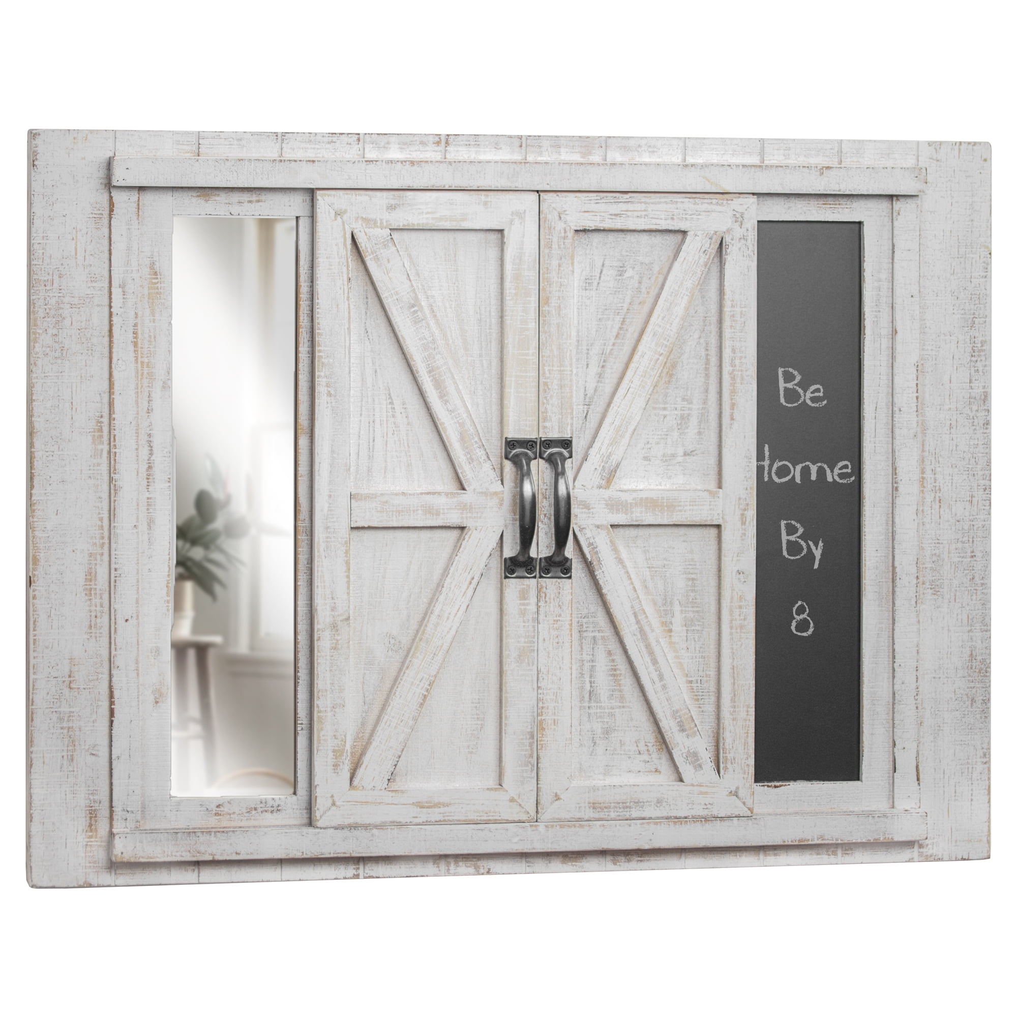 Barn Door Picture Frame with Chalkboard and Mirror