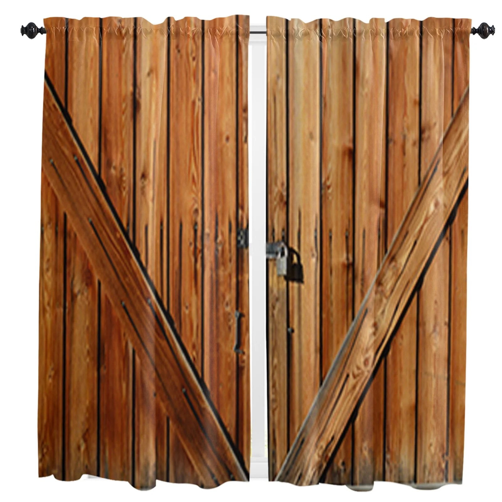 Barn Door Retro Curtains For Living Room Kitchen Curtain Bedroom
