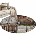 thumbnail image 1 of Barn Door Round Area&nbsp;Rug 3ft Vintage Brown Countryside Farmhouse Non-Slip&nbsp;Washable Circle Rugs Soft Felt Indoor Floor Mat for Bedroom Kitchen Living Room Bathroom, 1 of 9