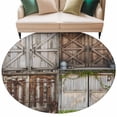 thumbnail image 1 of Barn Door Round Area&nbsp;Rug 5ft Vintage Brown Countryside Farmhouse Non-Slip&nbsp;Washable Circle Rugs Soft Felt Indoor Floor Mat for Bedroom Kitchen Living Room Bathroom, 1 of 9