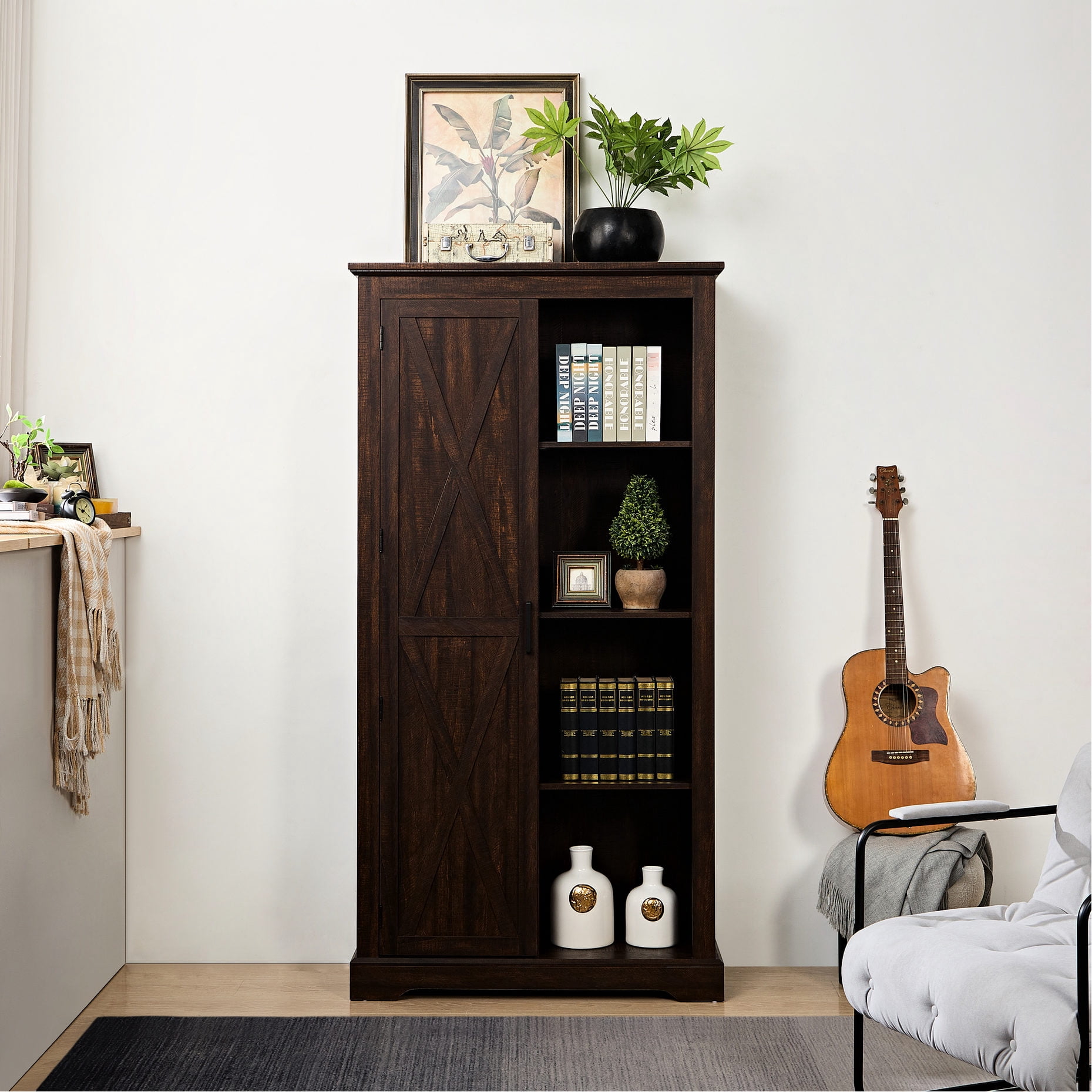 Barn Door Storage Unit | Adjustable Shelving for Different Item Sizes