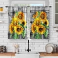 thumbnail image 1 of Barn Door Sunflower Floral Kitchen Curtains - Rustic Vintage Wooden Board Flowers Farmhouse Decor Short Curtains for Dining Room Rod Pocket Window Drapes 2 Panels Set, 28"x36", 1 of 5
