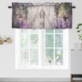 thumbnail image 1 of Barn Door Thermal Insulated Window Curtain Valance Lavender with Leaves on Rustic Wooden Door Farmhouse Window Valance for Living Room Bedroom, Kitchen Valance Rod Pocket Window Curtain, 1 of 6