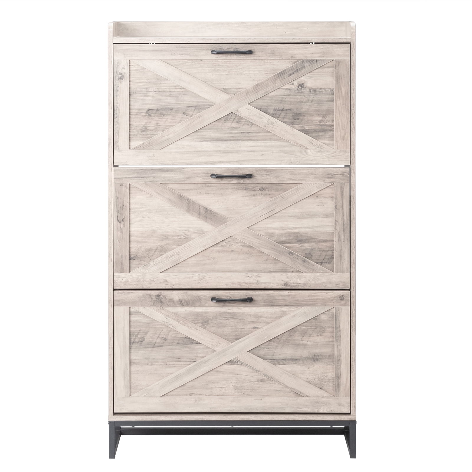 Barn Door Three-Drawer Cabinet With Top Panel, Shoe Cabinet Particleboard, 80*24*145cm