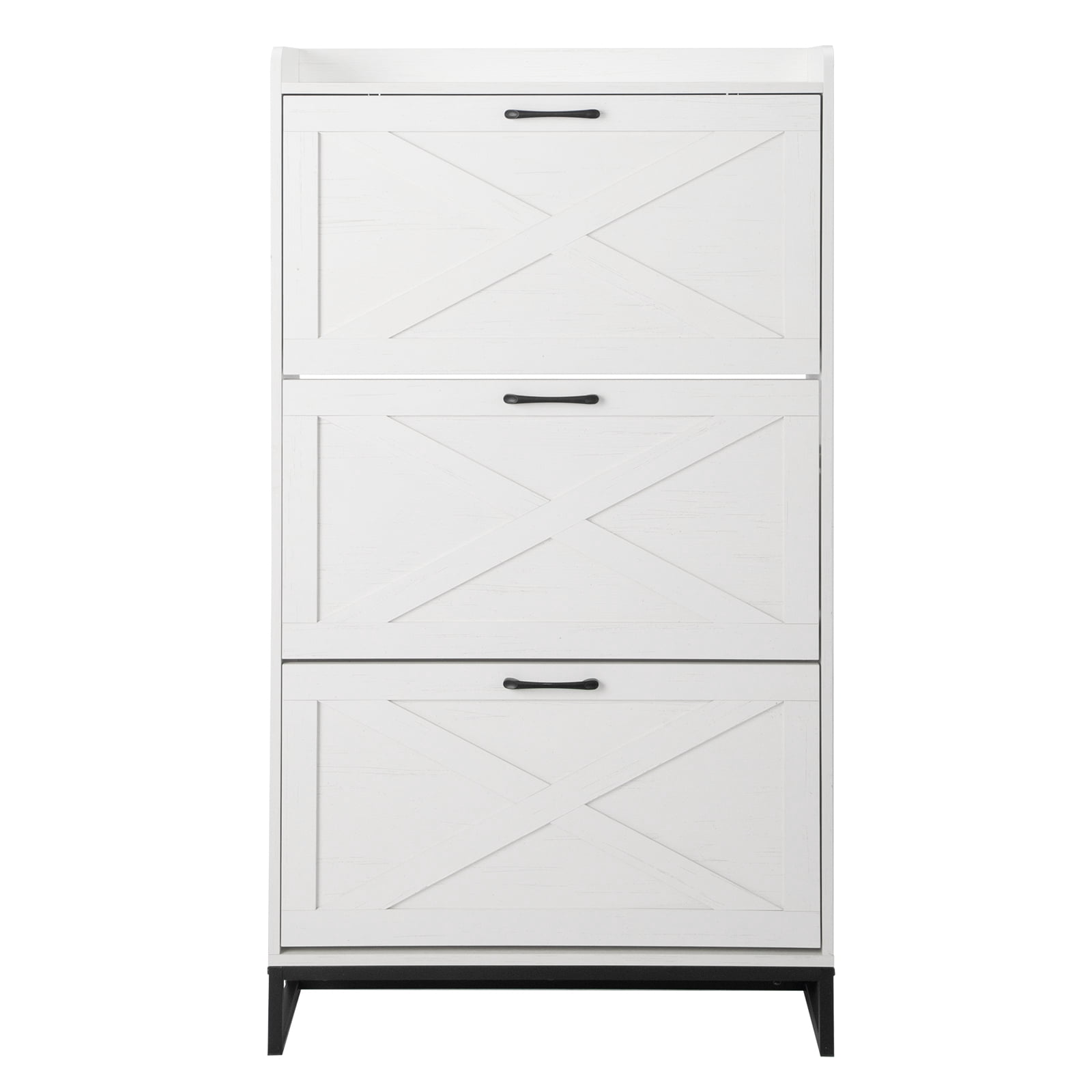 Barn Door Three-Drawer Cabinet With Top Panel, Shoe Cabinet Particleboard, 80*24*145cm