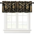 thumbnail image 1 of Barn Door Valance Curtain Vintage Farmhouse Rustic Wooden Moldy Old Wooden Door Rod Pocket Valance Window Treatments 1 Panel Short Curtains for Kitchen Living Room Decor 54 x 18 in, 1 of 6